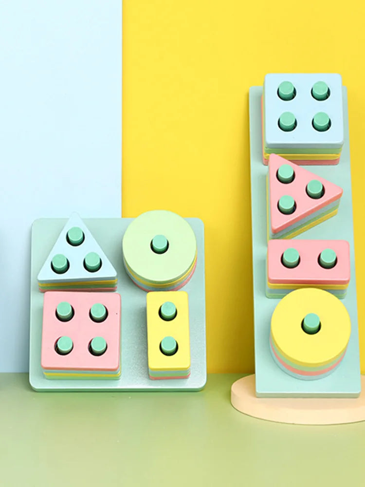 Montessori Wooden Sorting Stacking Toys Puzzle For Toddlers