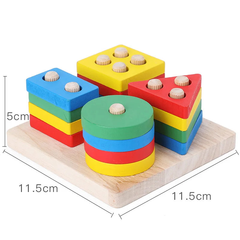 Montessori Wooden Sorting Stacking Toys Puzzle For Toddlers