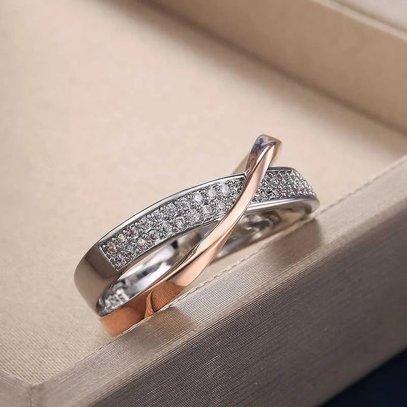 X-shaped wedding ring

