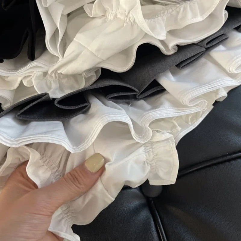 MEXZT Y2K Ruffles Black Mini Skirt
