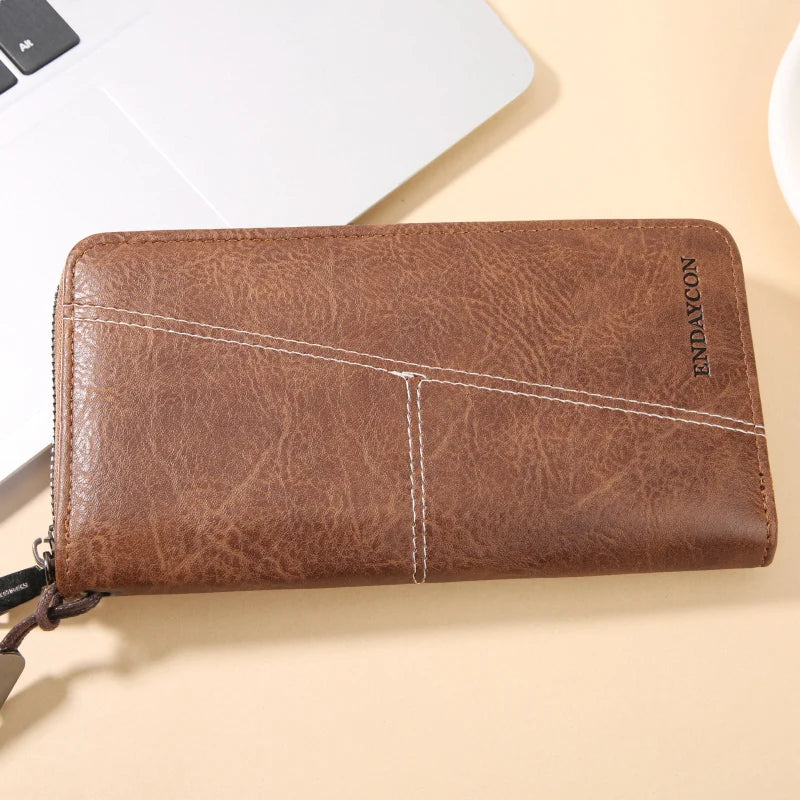 Men's Long Zipper Leather Wallet