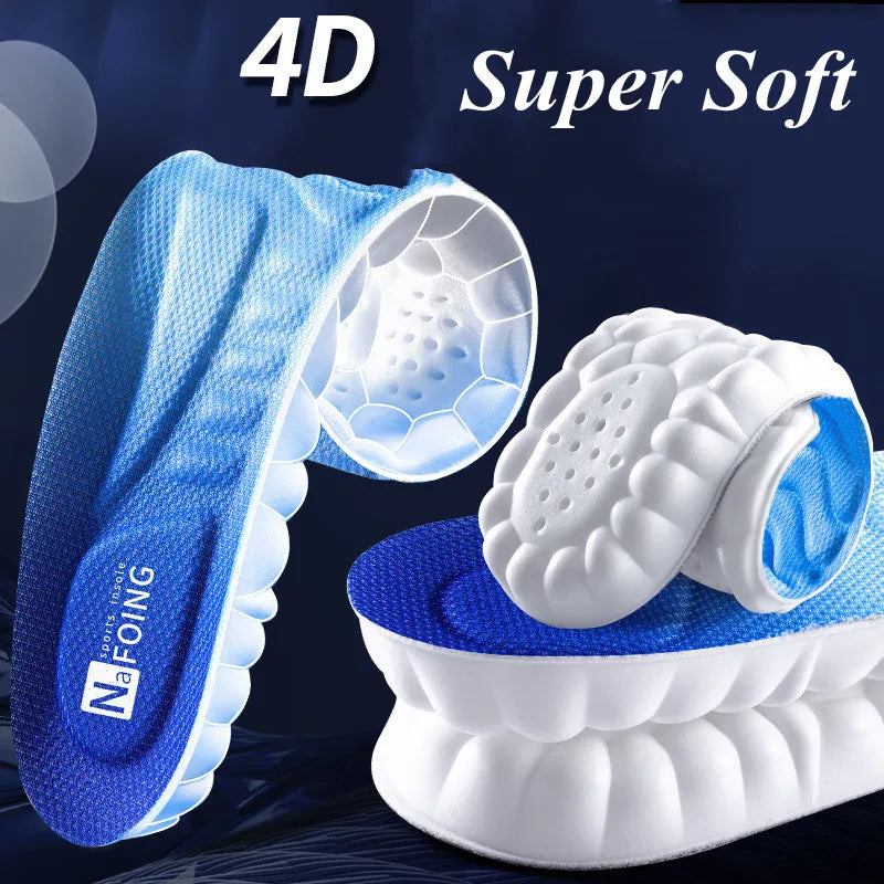 4D Latex Sport Insoles- Soft/Elastic/Anti-Pain/Arch Support