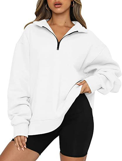 Women Sweatshirts Zip Turndown Collar  Tops