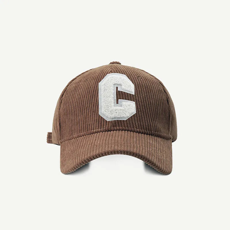 Corduroy Letter C Autumn Winter Unisex Cap
