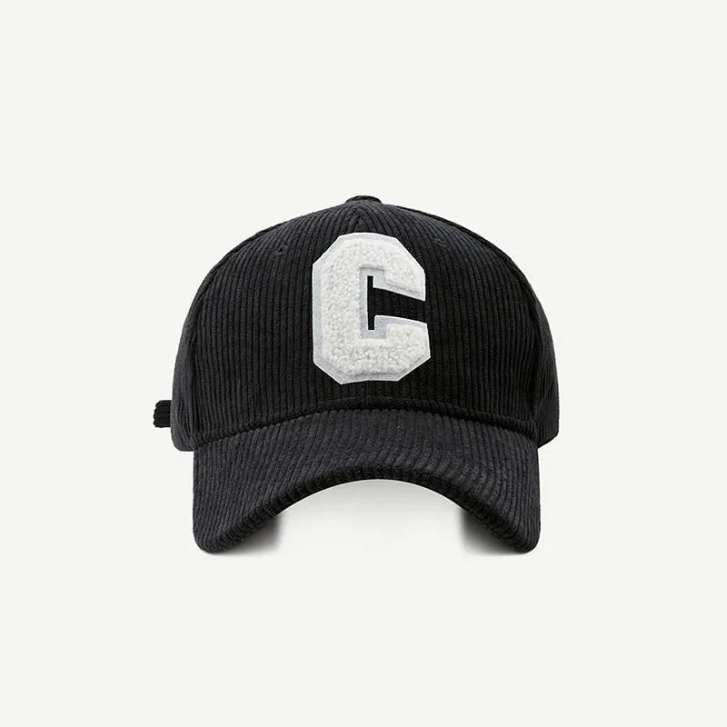 Corduroy Letter C Autumn Winter Unisex Cap
