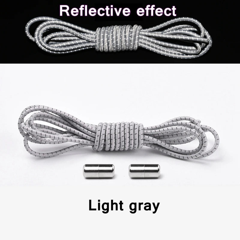 no tie shoelaces, elastic shoelaces, round shoelaces, no tie laces, elastic laces, tie shoelaces, reflective laces, tieless shoelaces

