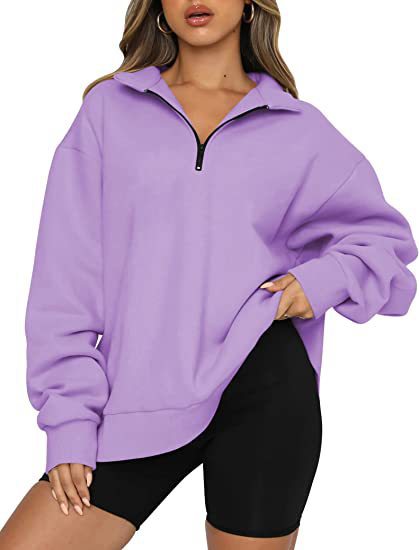 Women Sweatshirts Zip Turndown Collar  Tops