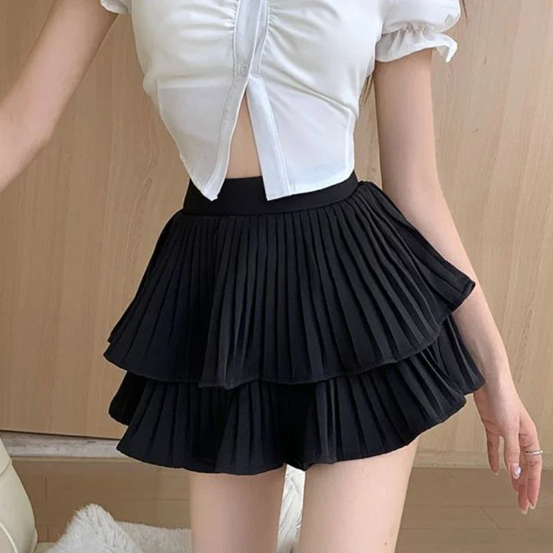 high waist short skirt, summer mini skirts, short summer skirts, high waisted skater skirt, pleated summer skirt, mini skirt summer, black high waist short skirt, ruffled mini skirt, black ruffle mini skirt