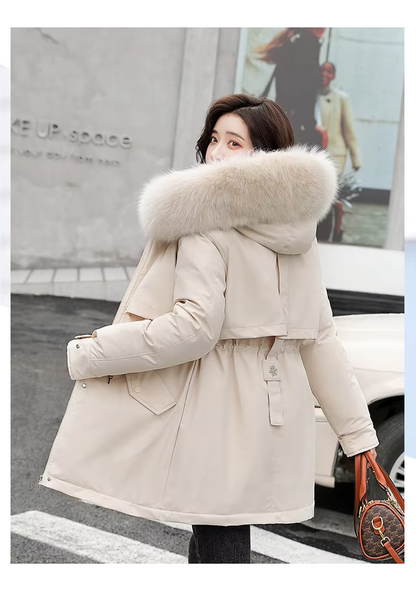 Women's Hooded Parka Fur Collar & Wool Liner Jacket