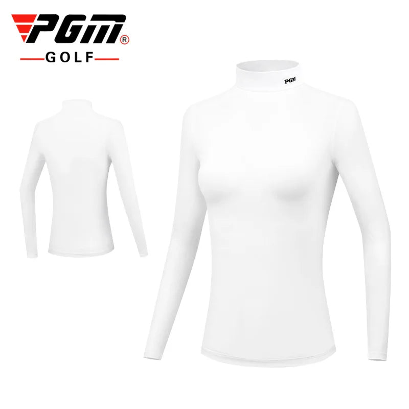 Damen-Golfshirt mit langen Ärmeln, Stehkragen, warmes Fleece, Sportbekleidung