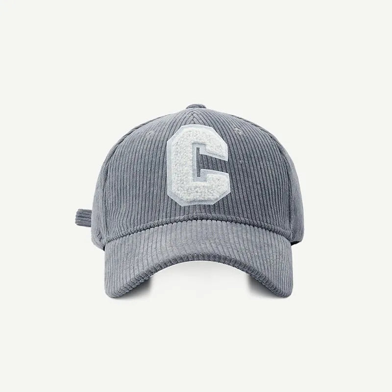Corduroy Letter C Autumn Winter Unisex Cap
