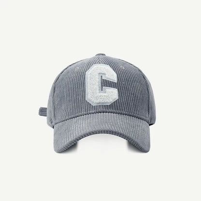 Corduroy Letter C Autumn Winter Unisex Cap
