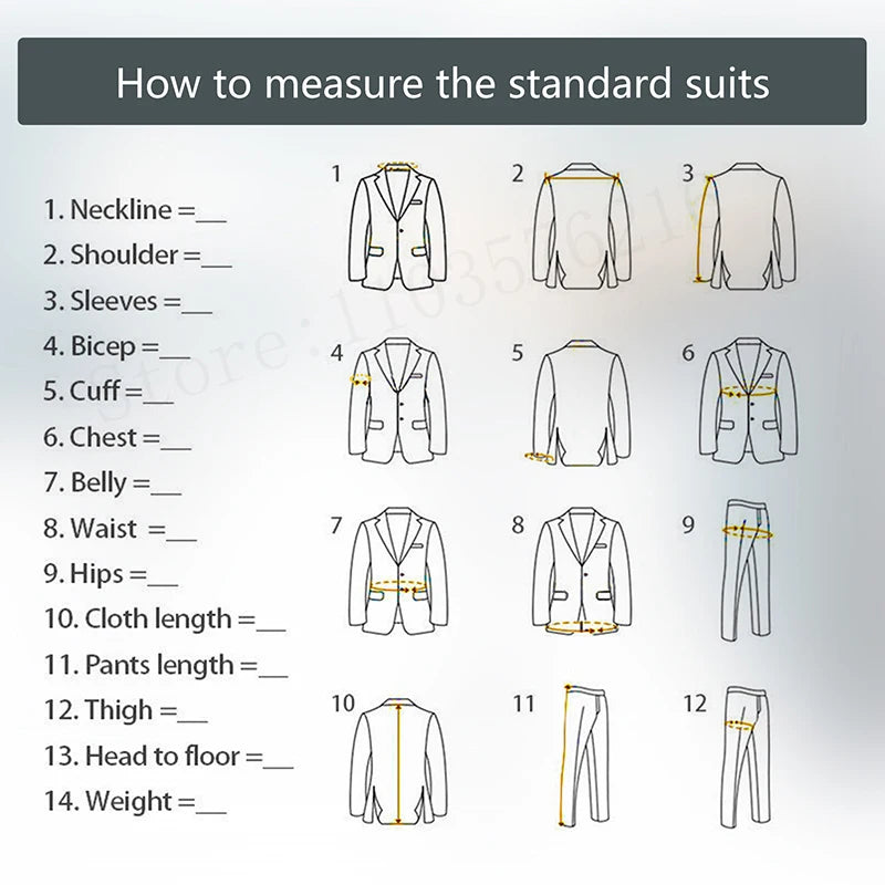 Men's Formal Wedding Suits with Notched Lapel
