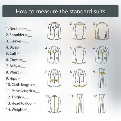 Men's Formal Wedding Suits with Notched Lapel
