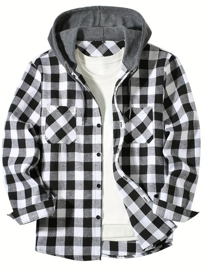 mens hooded flannel

