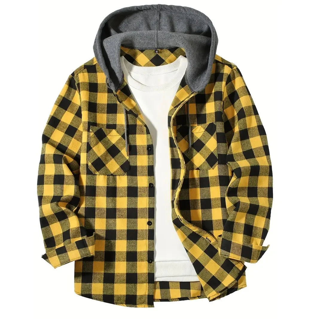 mens hooded flannel

