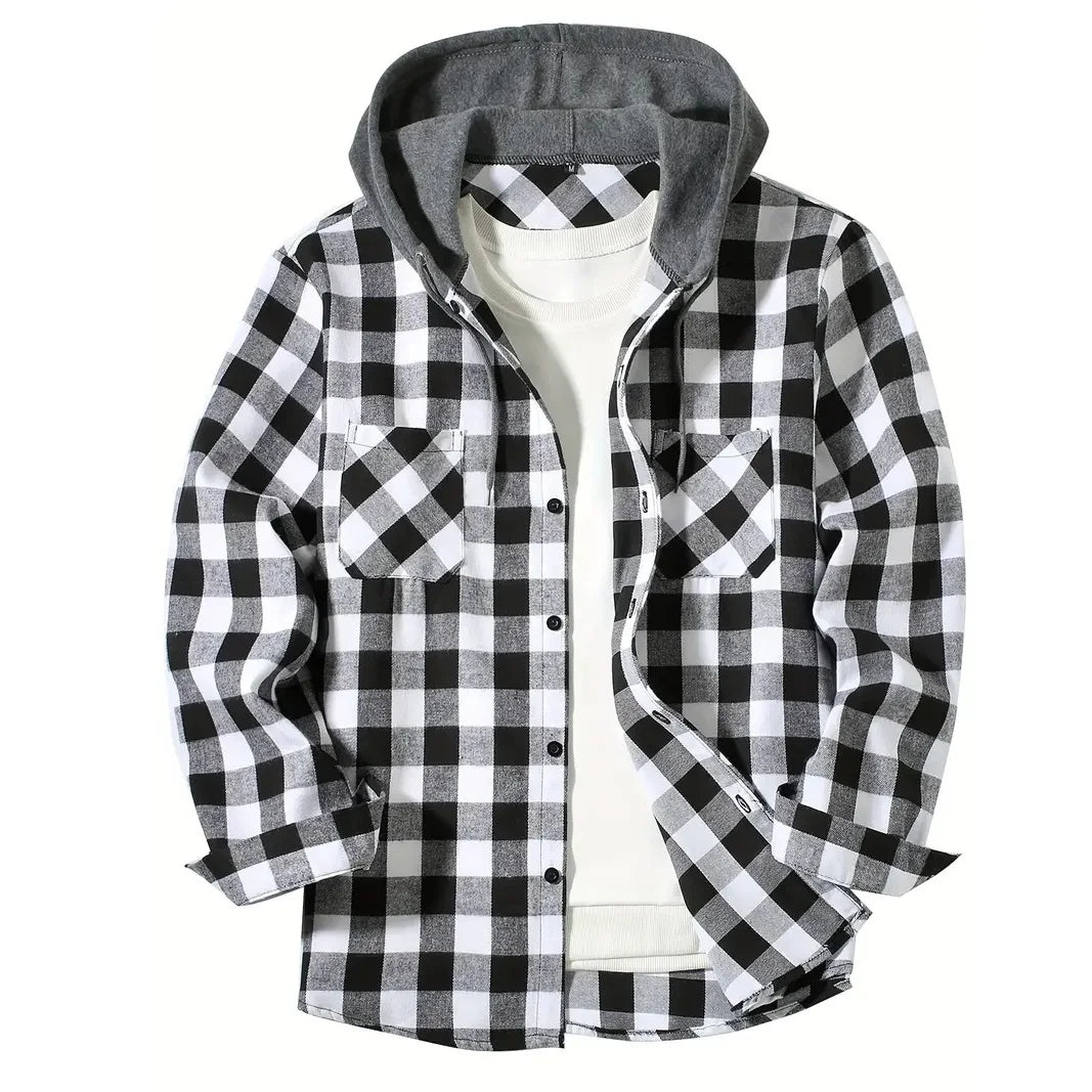 mens hooded flannel

