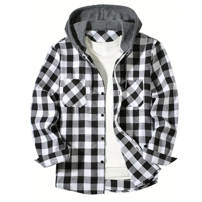 mens hooded flannel

