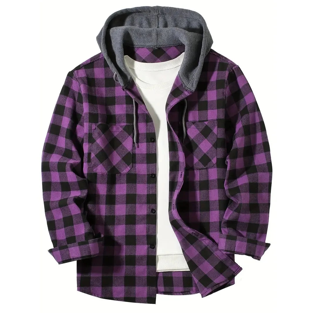 mens hooded flannel

