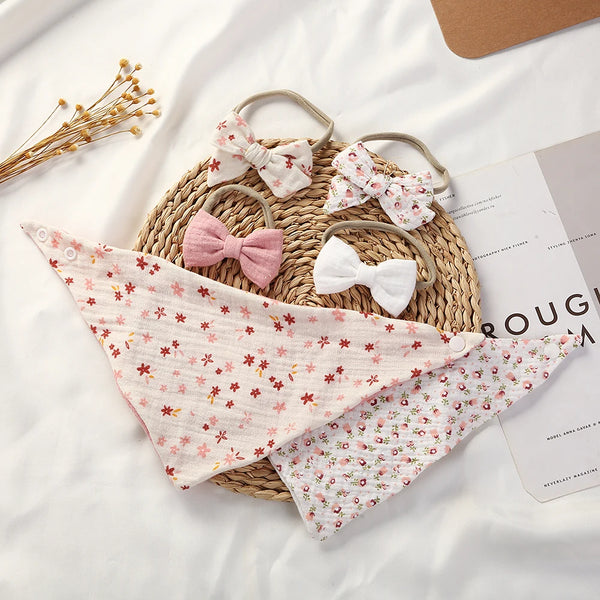 Baby Boy Girl Bow Headband and Bibs Set View