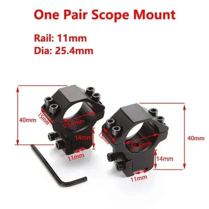 2PCS Hunting Rifle Scope Mount Rings for 25.4mm/30mm Tubes - 11mm/20mm Rails
