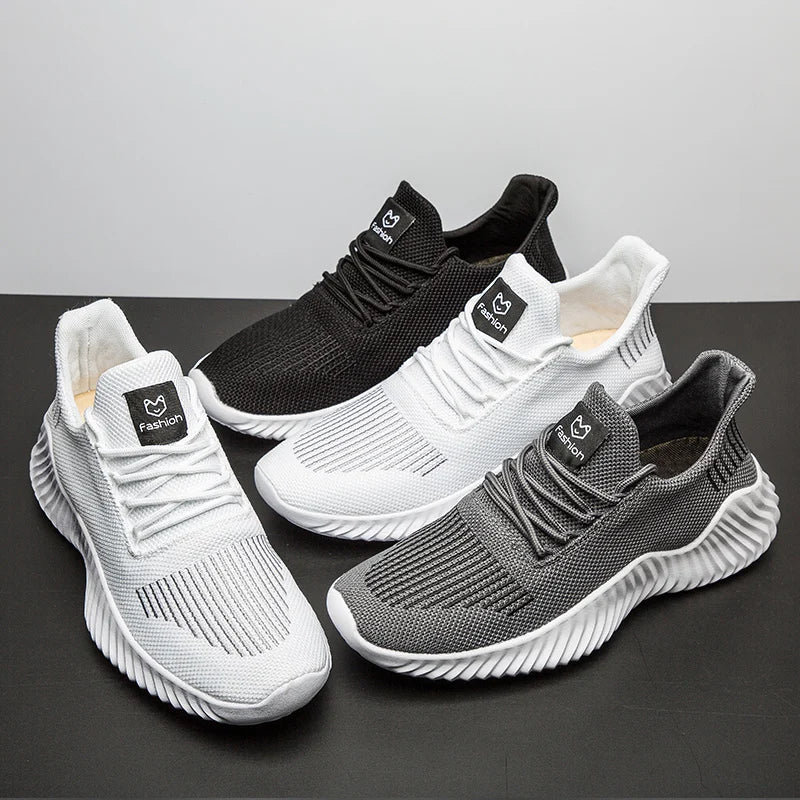 White Men's Walking and Running Sneakers
