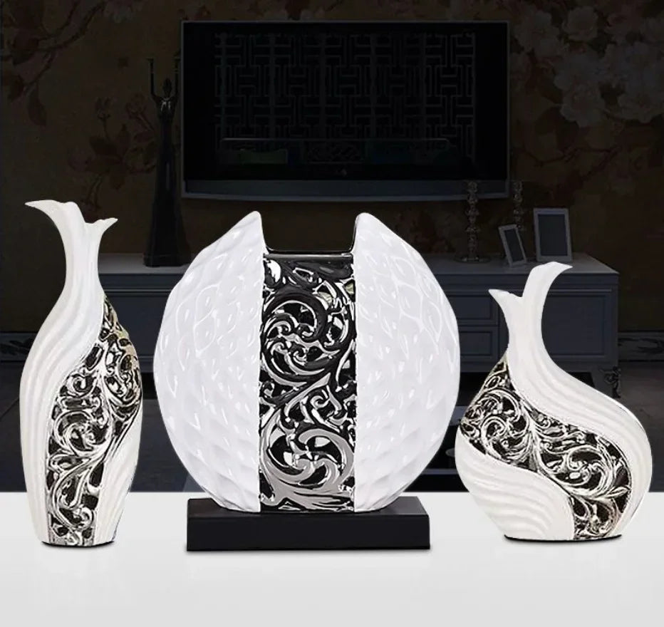 White/silver Arrangement Flower Art Vases - Wedding Home Decoration