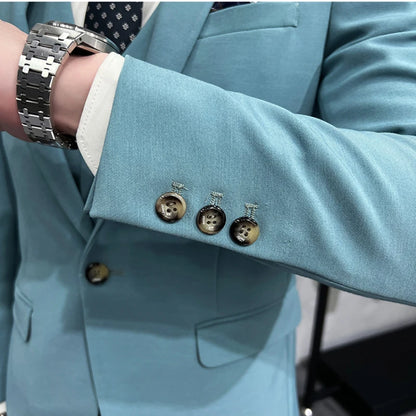 Men's Regular length Soft Cotton Fabric 3 Pcs Suit
