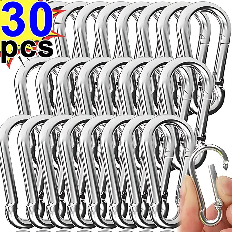 10/20/30Pcs Mini Aluminum Carabiner Keychains - D-Ring Clips, Snap Hooks
