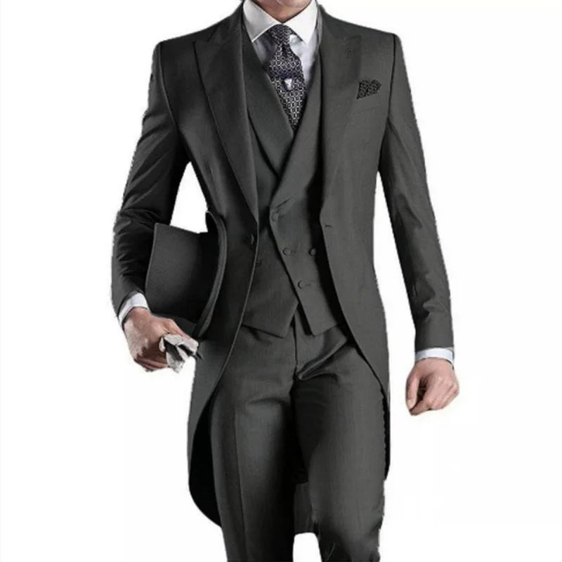 Custom Tailcoat Suits for Men - White/Black/Grey/Burgundy
