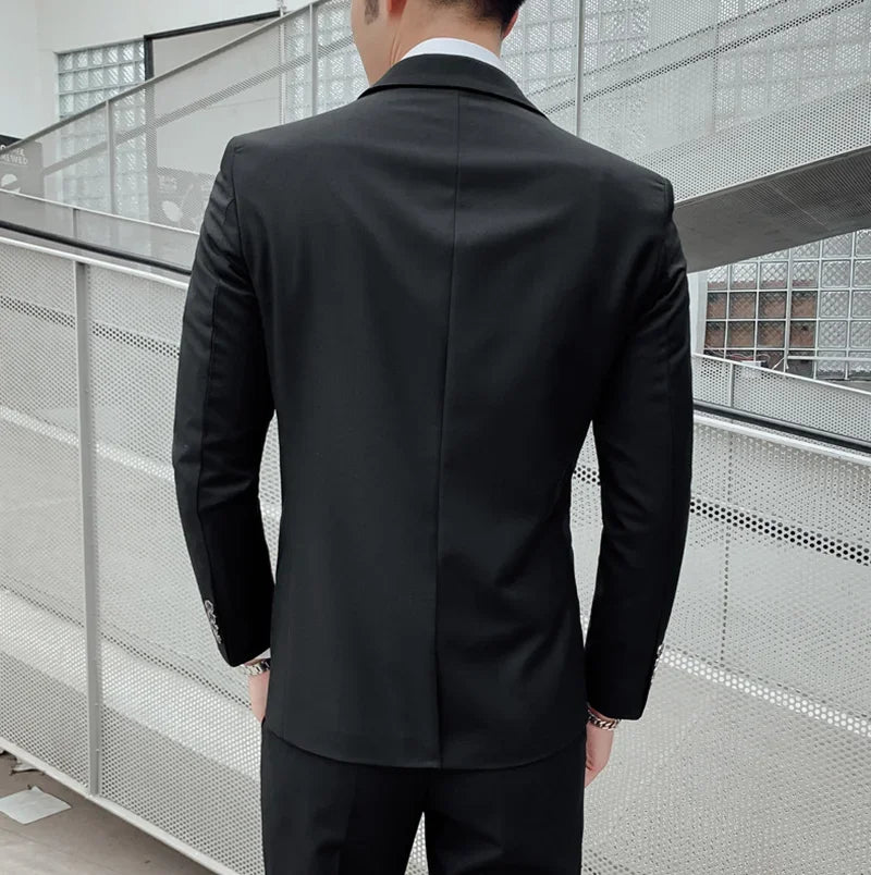 Men's Regular length Soft Cotton Fabric 3 Pcs Suit
