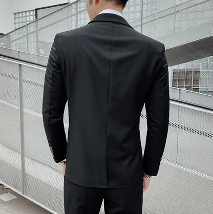 Men's Regular length Soft Cotton Fabric 3 Pcs Suit
