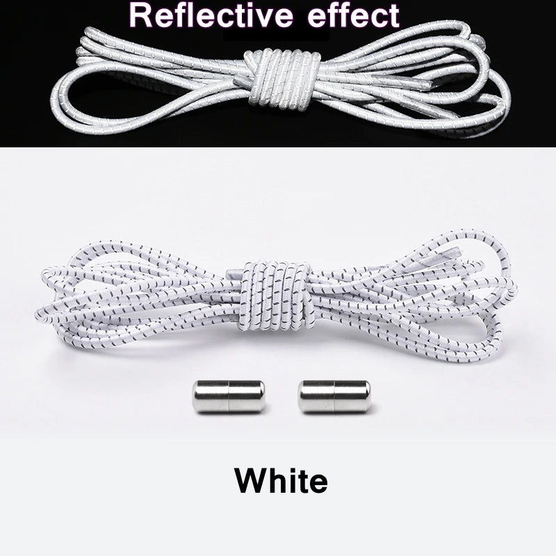 no tie shoelaces, elastic shoelaces, round shoelaces, no tie laces, elastic laces, tie shoelaces, reflective laces, tieless shoelaces

