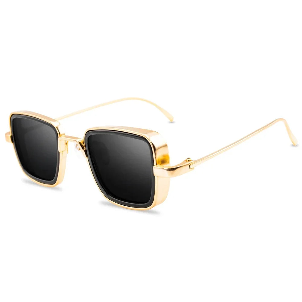 Men's Rectangle UV 400 Retro Steampunk Sunglasses