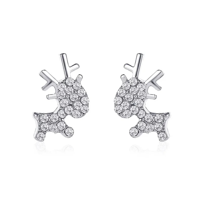 CZ Crystal Stone Deer Stud Antler Earrings