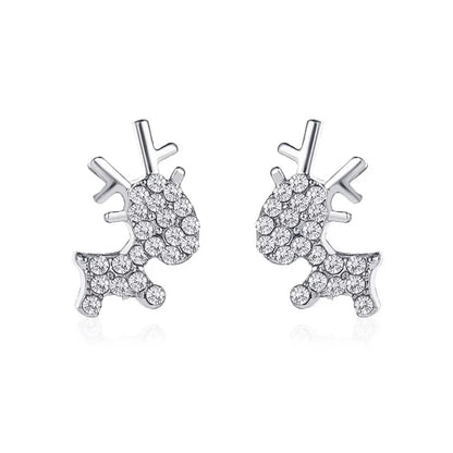 CZ Crystal Stone Deer Stud Antler Earrings
