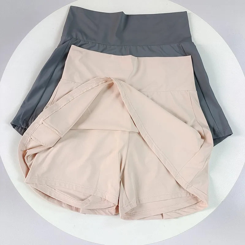 Jupe-short de sport taille haute avec protection UV pour femme
