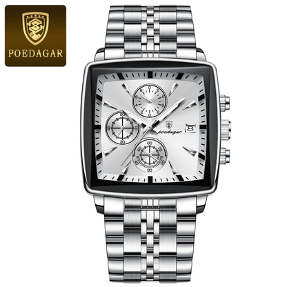 Luxury Square Men's Stainless Steel Wristwatch